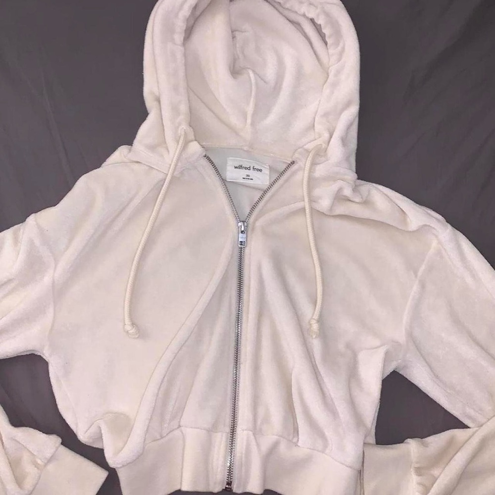 Wilfred Free Cream Terry Cloth Zip-Up Hoodie